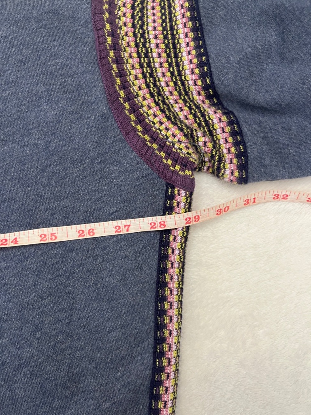 Natural Life Boho Oversized Knit Trim Sweatshirt Blue S/M Raw Hem - Picture 7 of 13